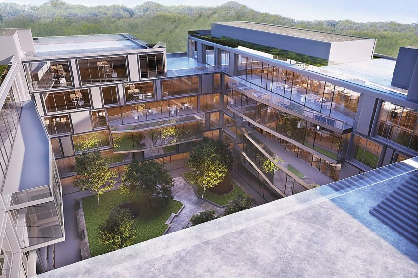 CAMPUS NORDOSTPARK | ANSICHT ATRIUM | ILLUSTRATION | QUELLE: RÜSTIG IMMOBILIEN