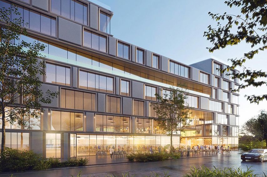CAMPUS NORDOSTPARK | ANSICHT HAUPTEINGANG | ILLUSTRATION | QUELLE: RÜSTIG IMMOBILIEN