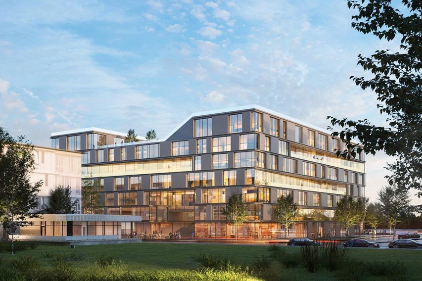 CAMPUS NORDOSTPARK | ANSICHT NORDOSTEN | ILLUSTRATION | QUELLE: RÜSTIG IMMOBILIEN